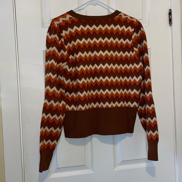 Unique Vintage retro brown chevron 1970s style cardigan - Picture 7 of 7